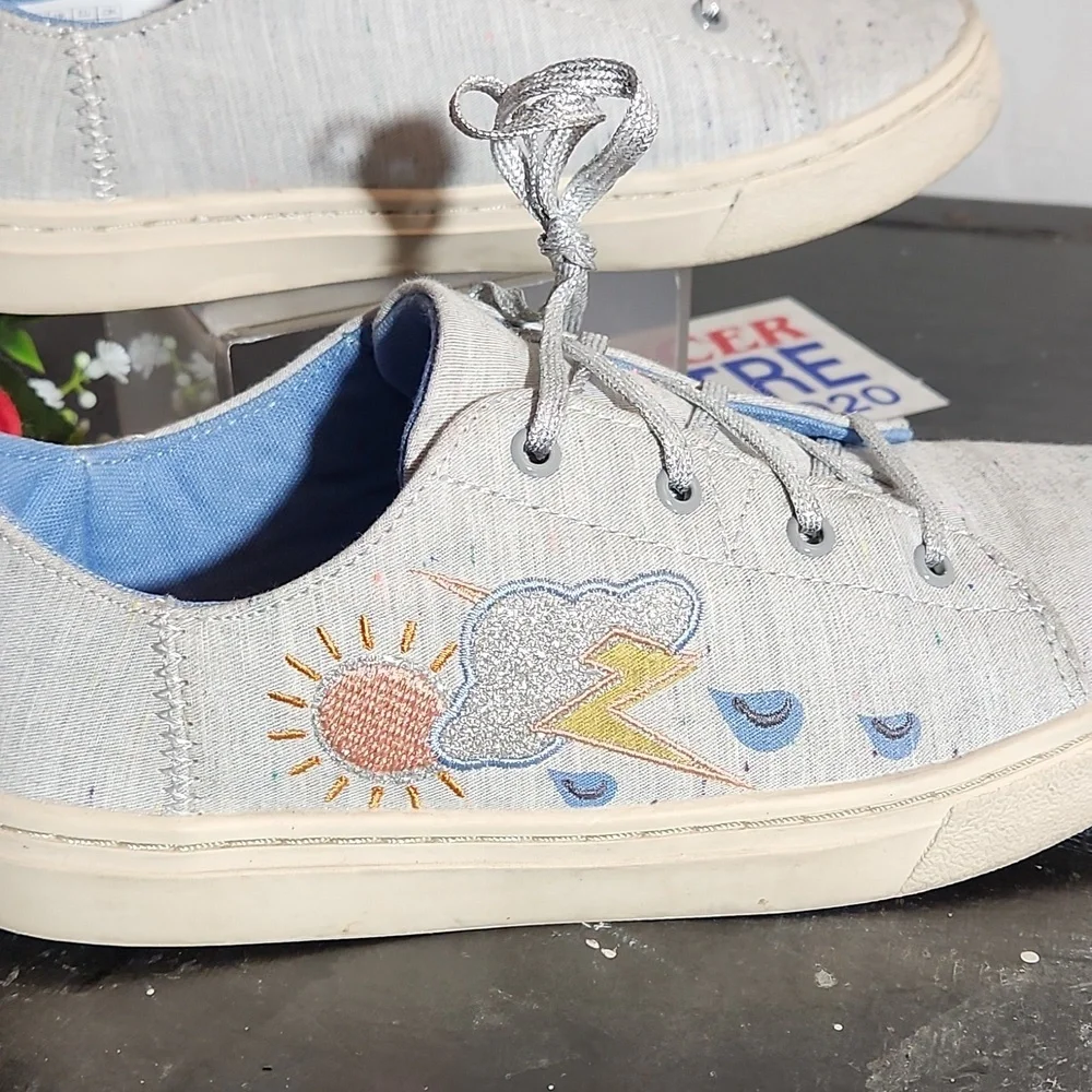 TOM'S 3Y Lenny Grey Multi Speckle Drizzly Weather Lace Up Shoes